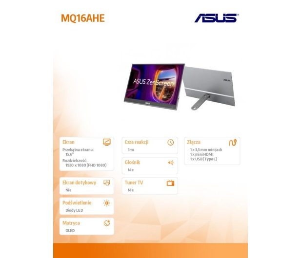 ASUS ZenScreen OLED MQ16AHE - 1293213 - zdjęcie 2